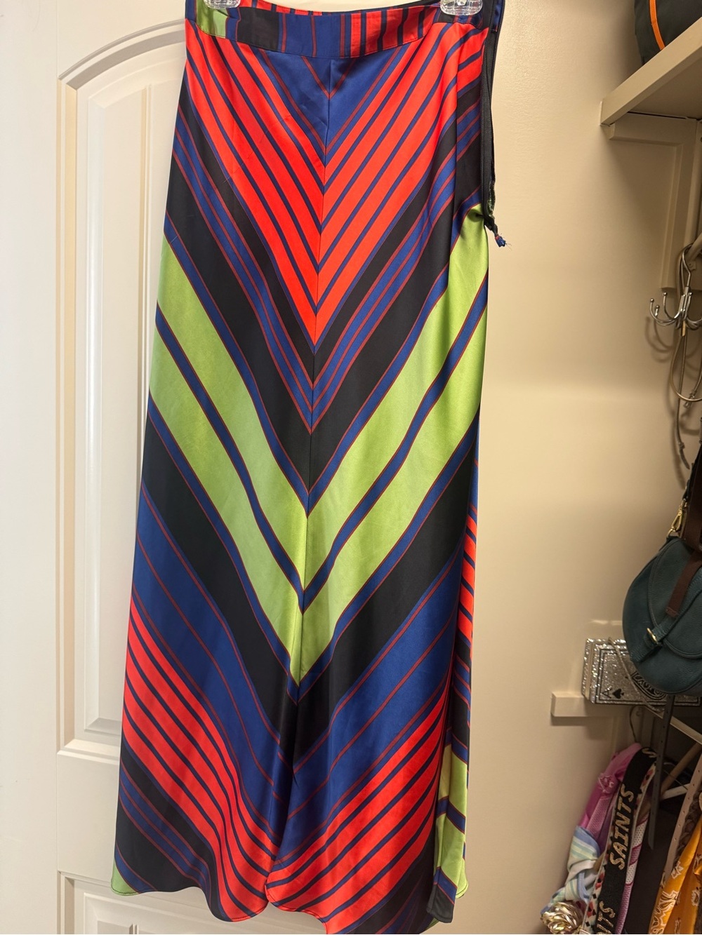 Free People Chevron Stripe Maxi Skirt in Red, Blue & Green